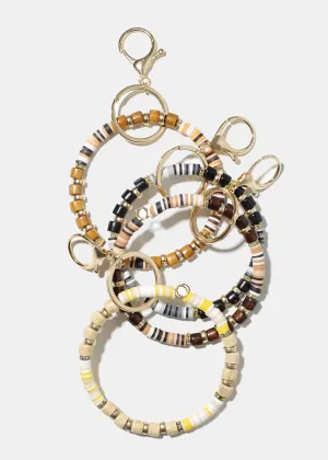Wooden Bead Keychain Bracelet
