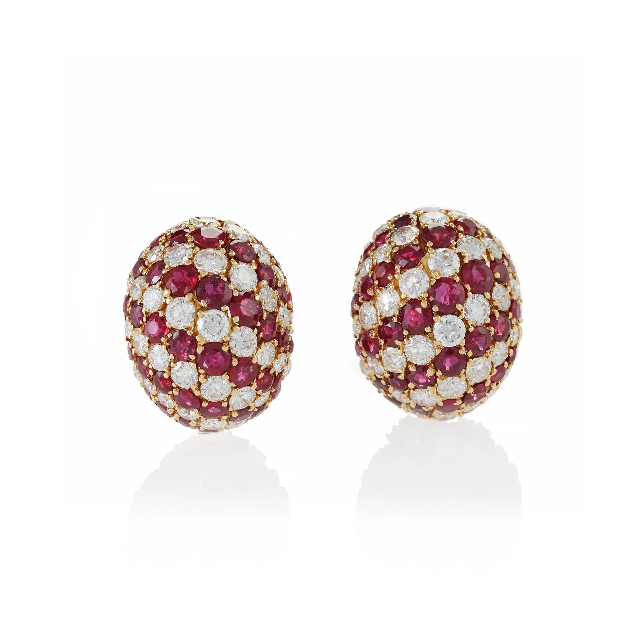 Yanes Madrid Bomb Ruby and Diamond Clip Earrings