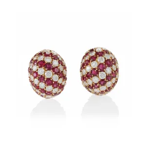 Yanes Madrid Bomb Ruby and Diamond Clip Earrings