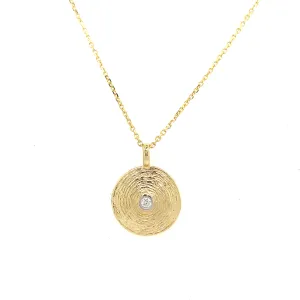 Yellow Gold Textured Diamond Pendant