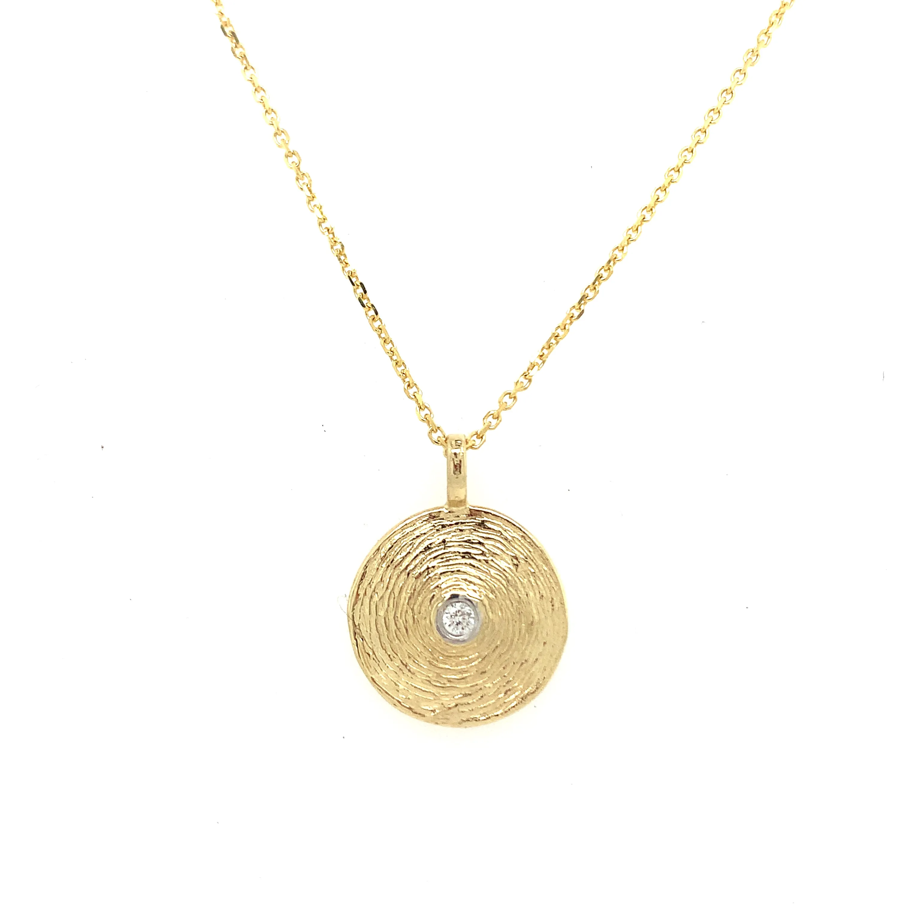 Yellow Gold Textured Diamond Pendant