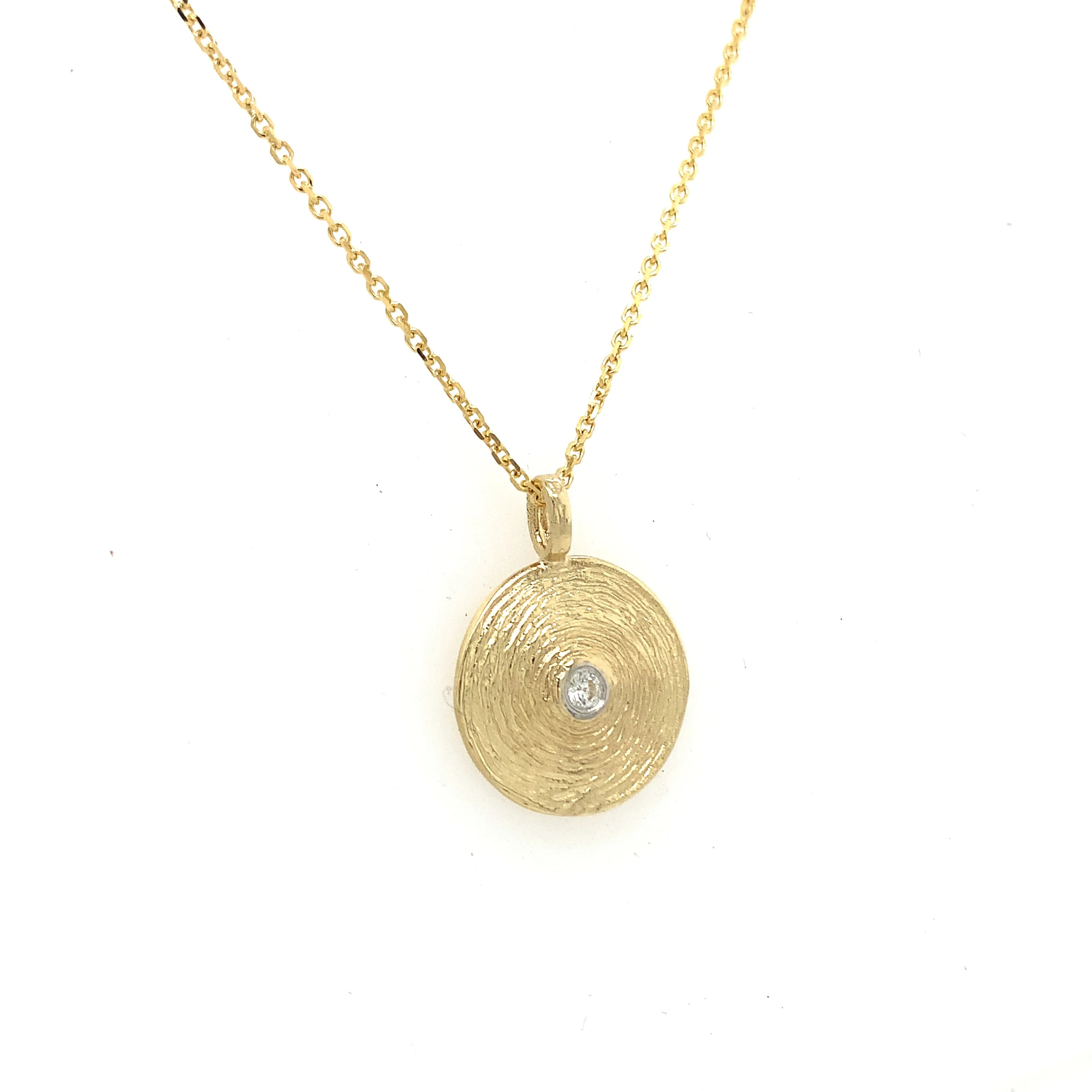 Yellow Gold Textured Diamond Pendant